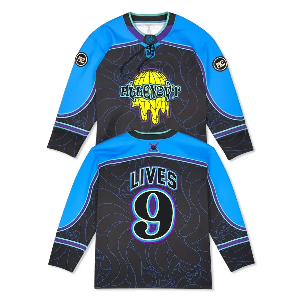 ALLEYCVT - 9 LIVES HOCKEY JERSEY Size Medium edm rave alleycAT